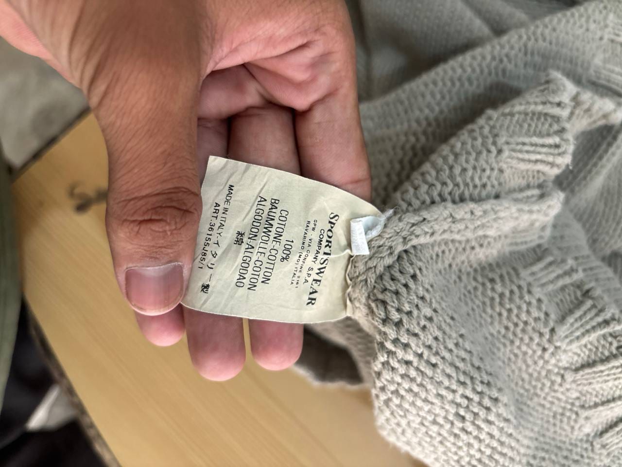 Stone Island свитер серый вязаный хлопковый, crewneck, фото 2