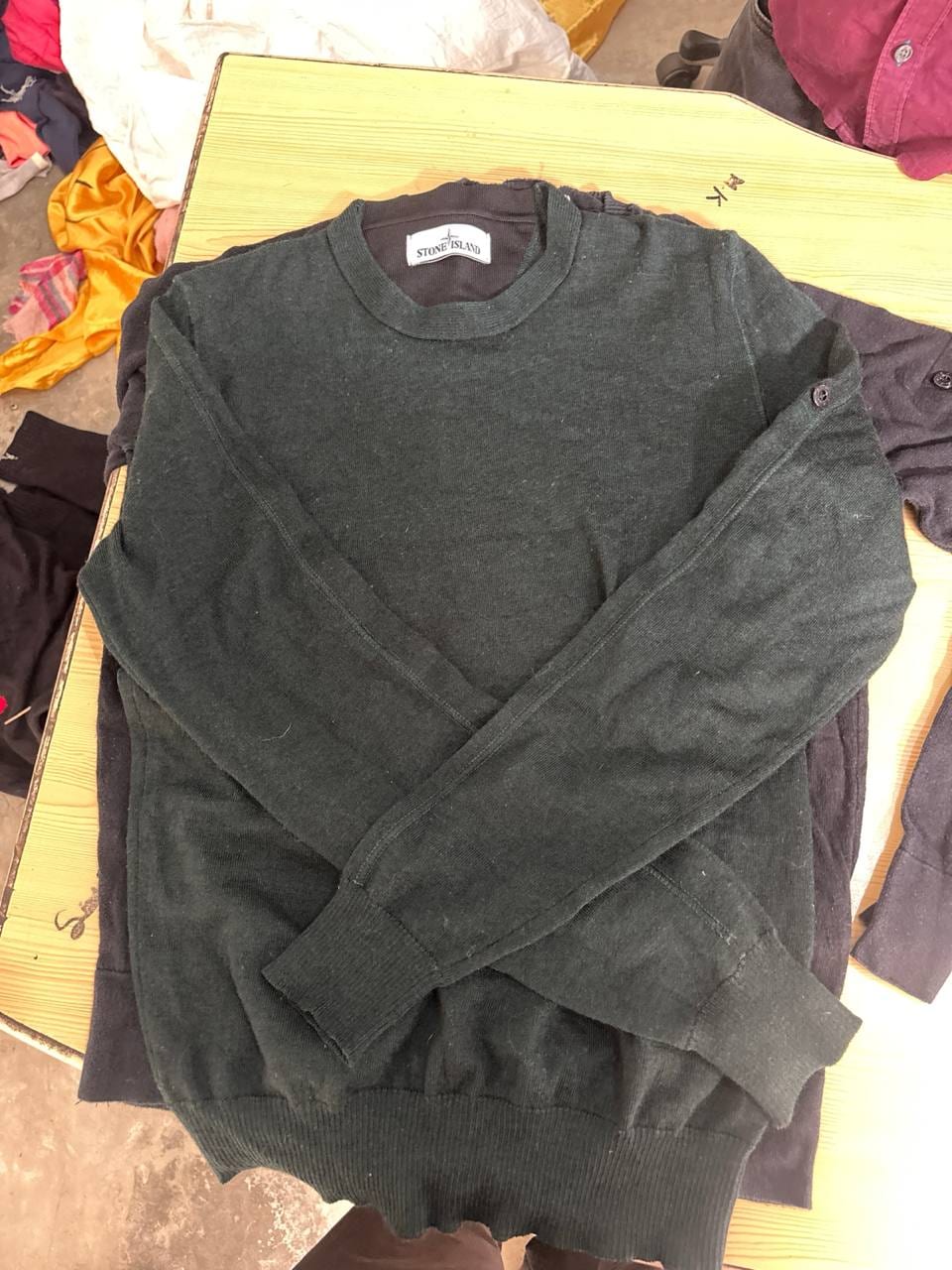 Stone Island свитер тёмно-зелёный вязаный круглый ворот, фото 1