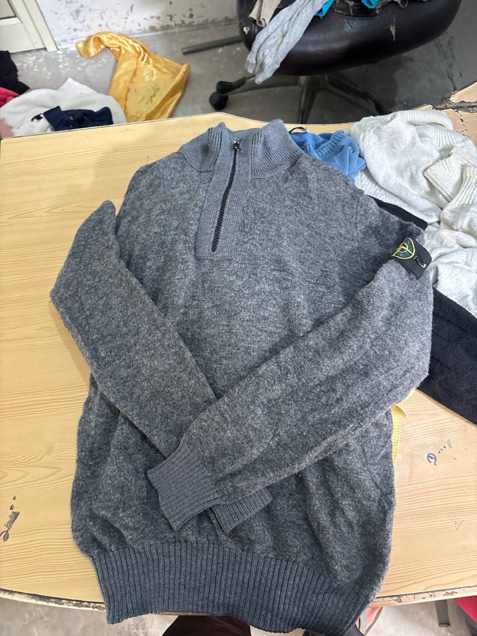 Stone Island джемпер серый на молнии воротник-стойка, фото 1