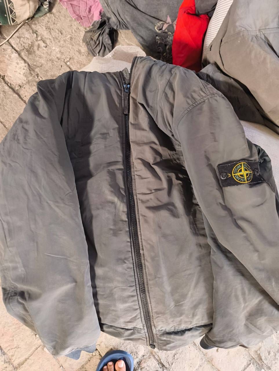 Stone Island куртка-бомбер двусторонняя серо-хаки на молнии, фото 2