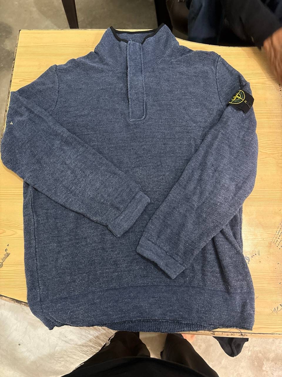 Stone Island свитер тёмно-синий с воротником-стойкой на молнии (half-zip), фото 1