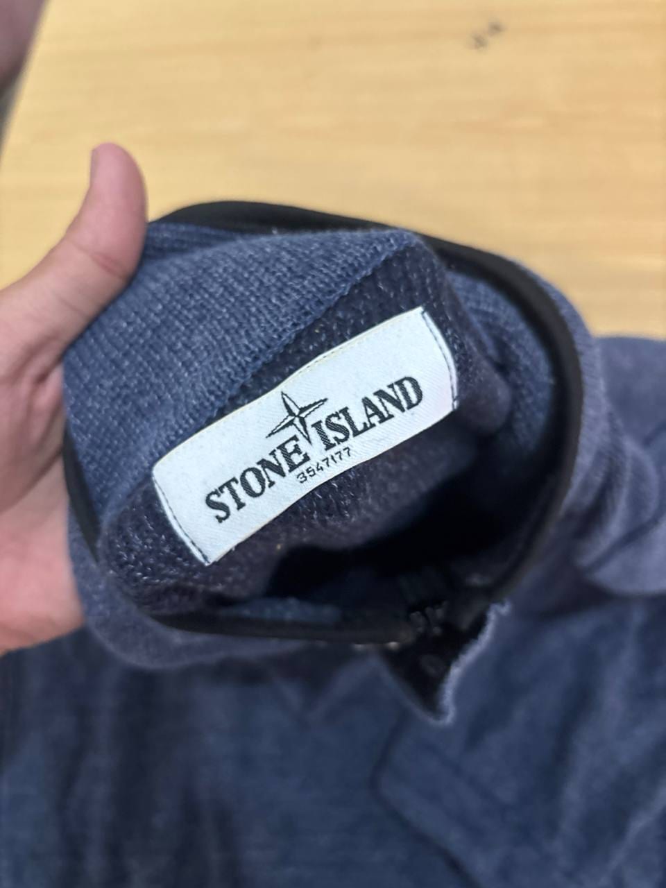 Stone Island свитер тёмно-синий с воротником-стойкой на молнии (half-zip), фото 2