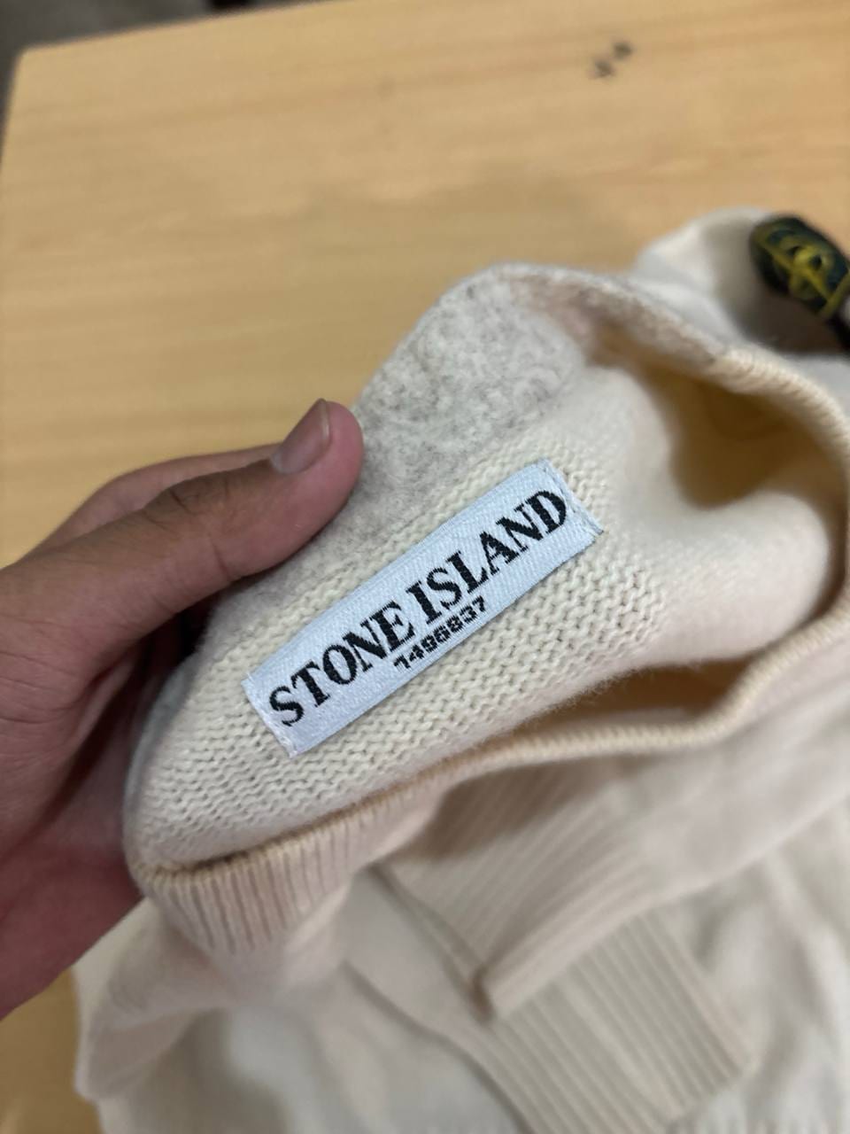 Stone Island свитер молочный вязаный с круглым вырезом (шерсть), фото 2