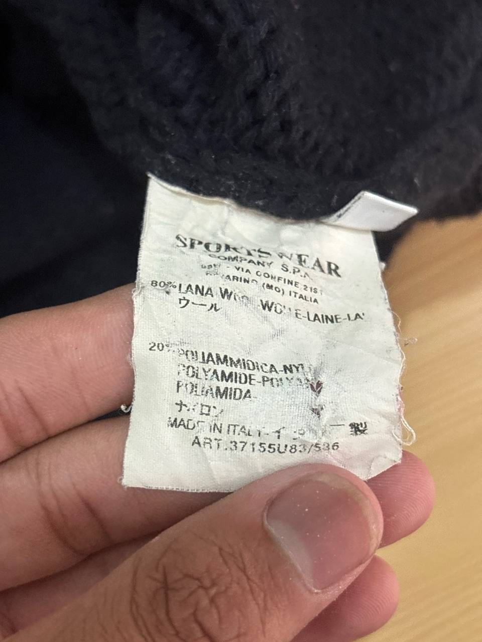 Stone Island свитер тёмно-синий вязаный с воротником-стойкой на пуговицах, фото 3