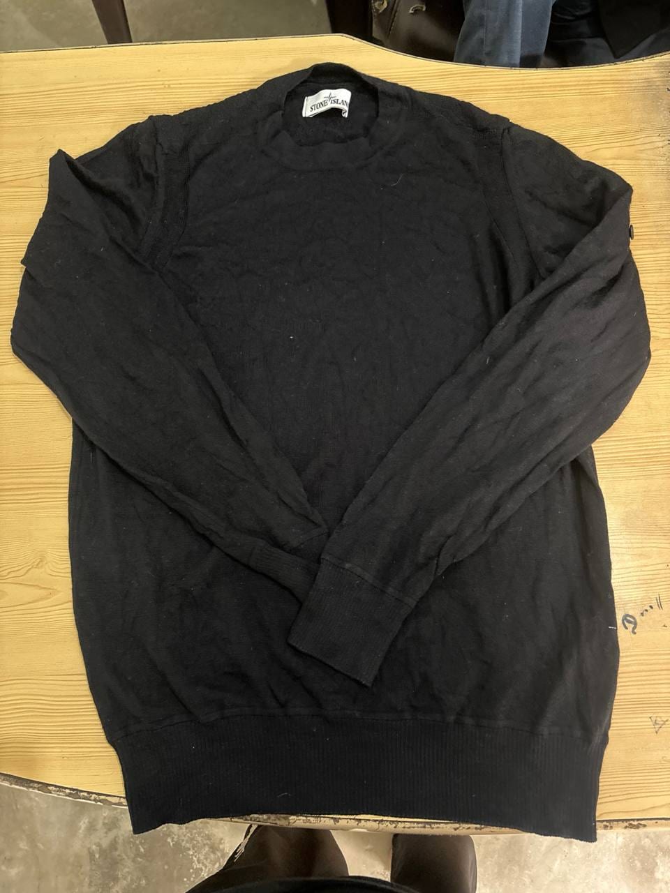 Stone Island свитер чёрный вязаный с круглым вырезом, фото 1