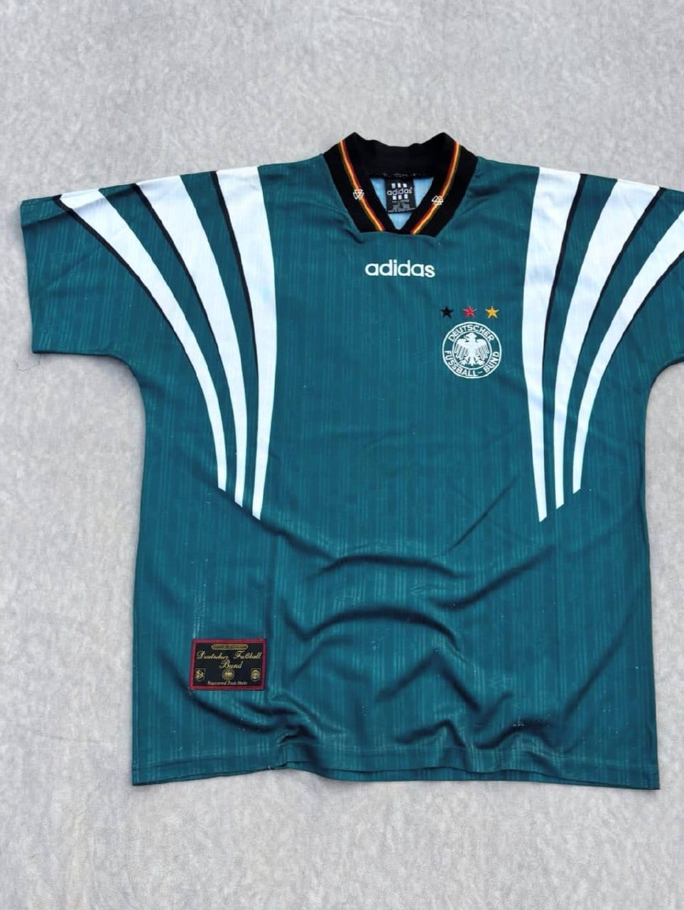 Adidas Germany 1996 away футболка джерси бирюзовая (сборная Германии, Deutscher Fussball-Bund), фото 1