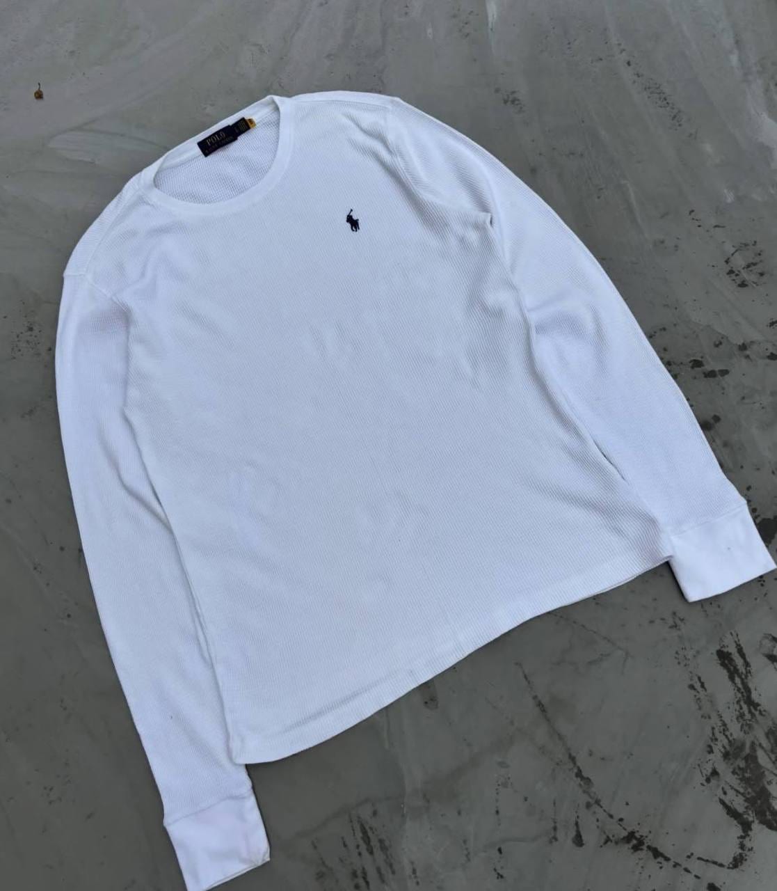 Polo Ralph Lauren лонгслив белый вафельный, фото 1