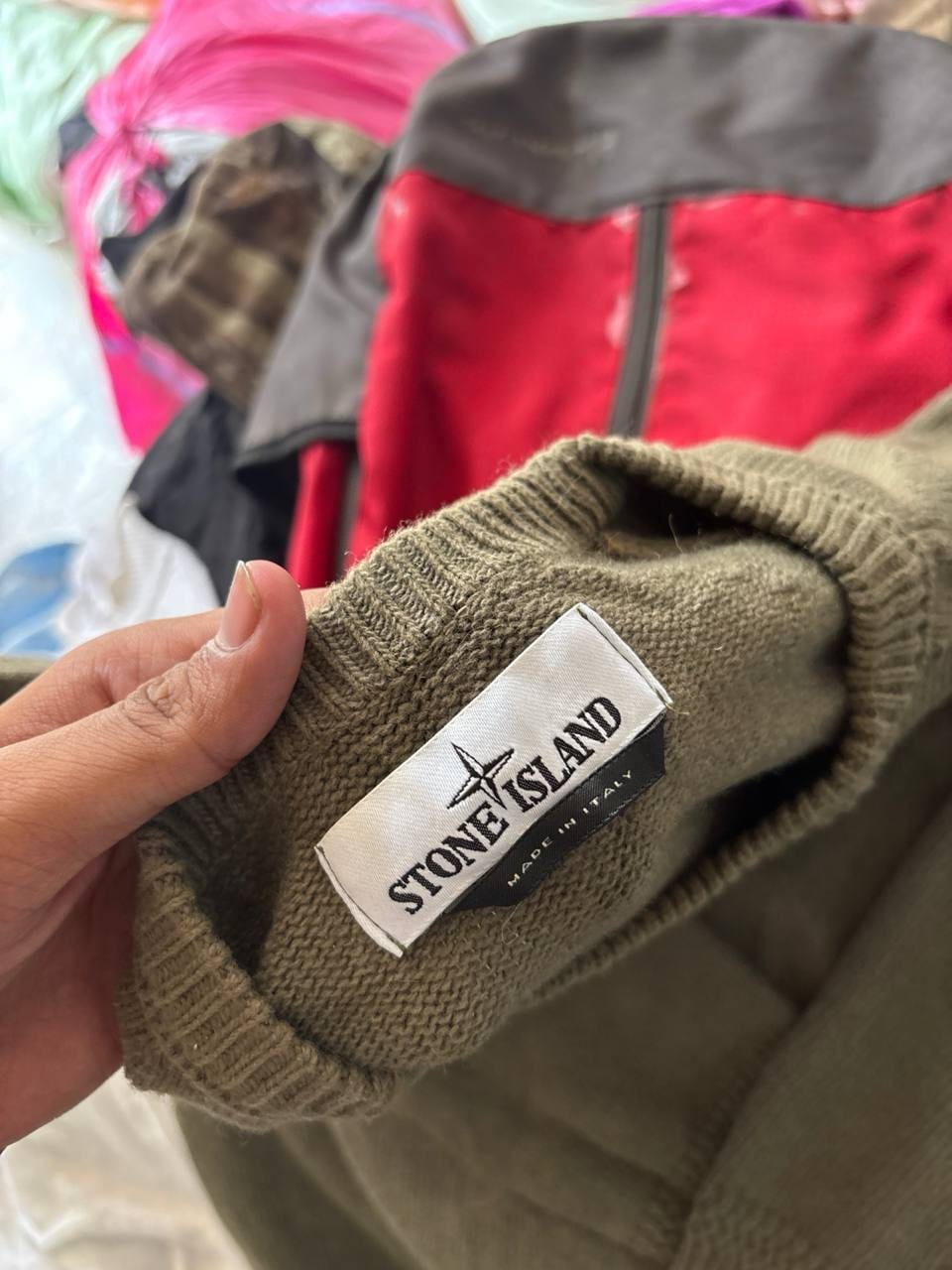 Stone Island свитер хаки шерстяной, фото 2