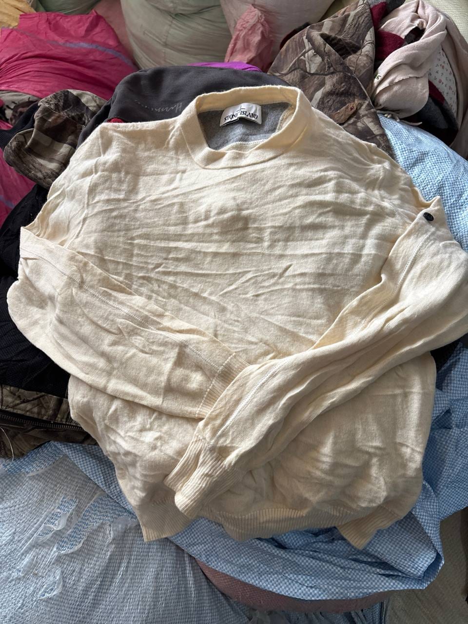 Stone Island свитер кремовый тонкий вязаный, фото 1