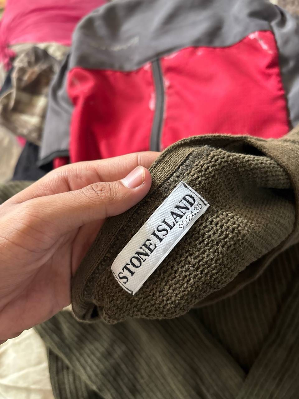 Stone Island свитер хаки вязаный в рубчик, фото 2