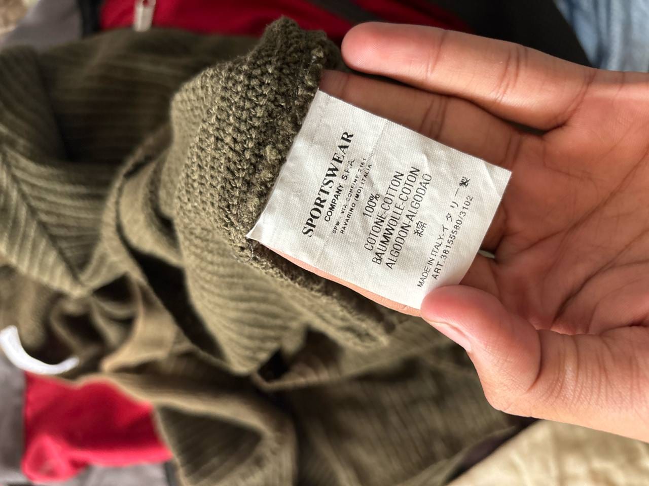 Stone Island свитер хаки вязаный в рубчик, фото 3