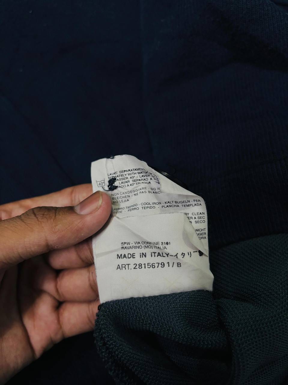 Stone Island пуловер тёмно-синий вельветовый с воротником и застёжкой на пуговицы, фото 4