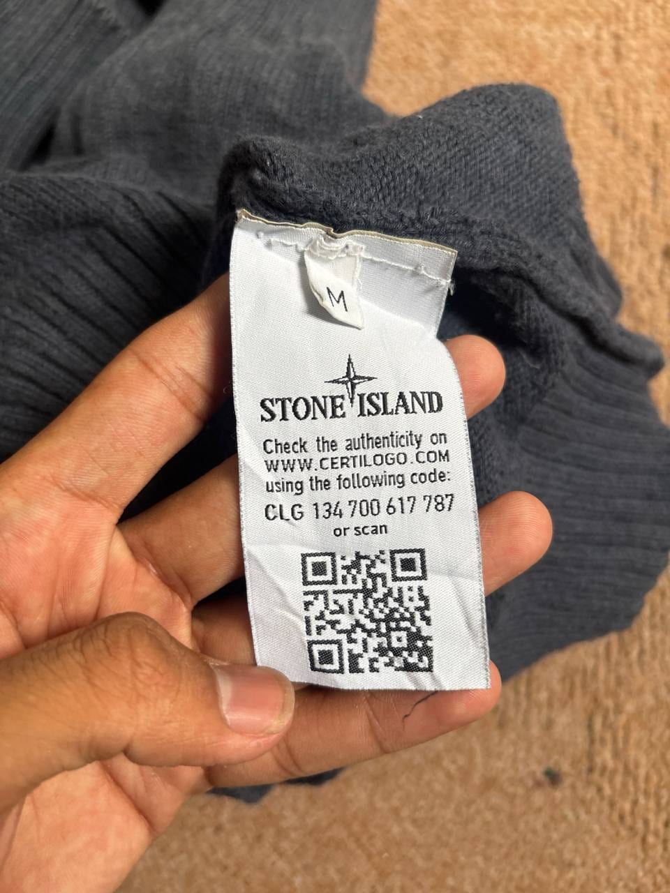 Stone Island свитер тёмно-синий вязаный с воротником и застёжкой на пуговицы, фото 3