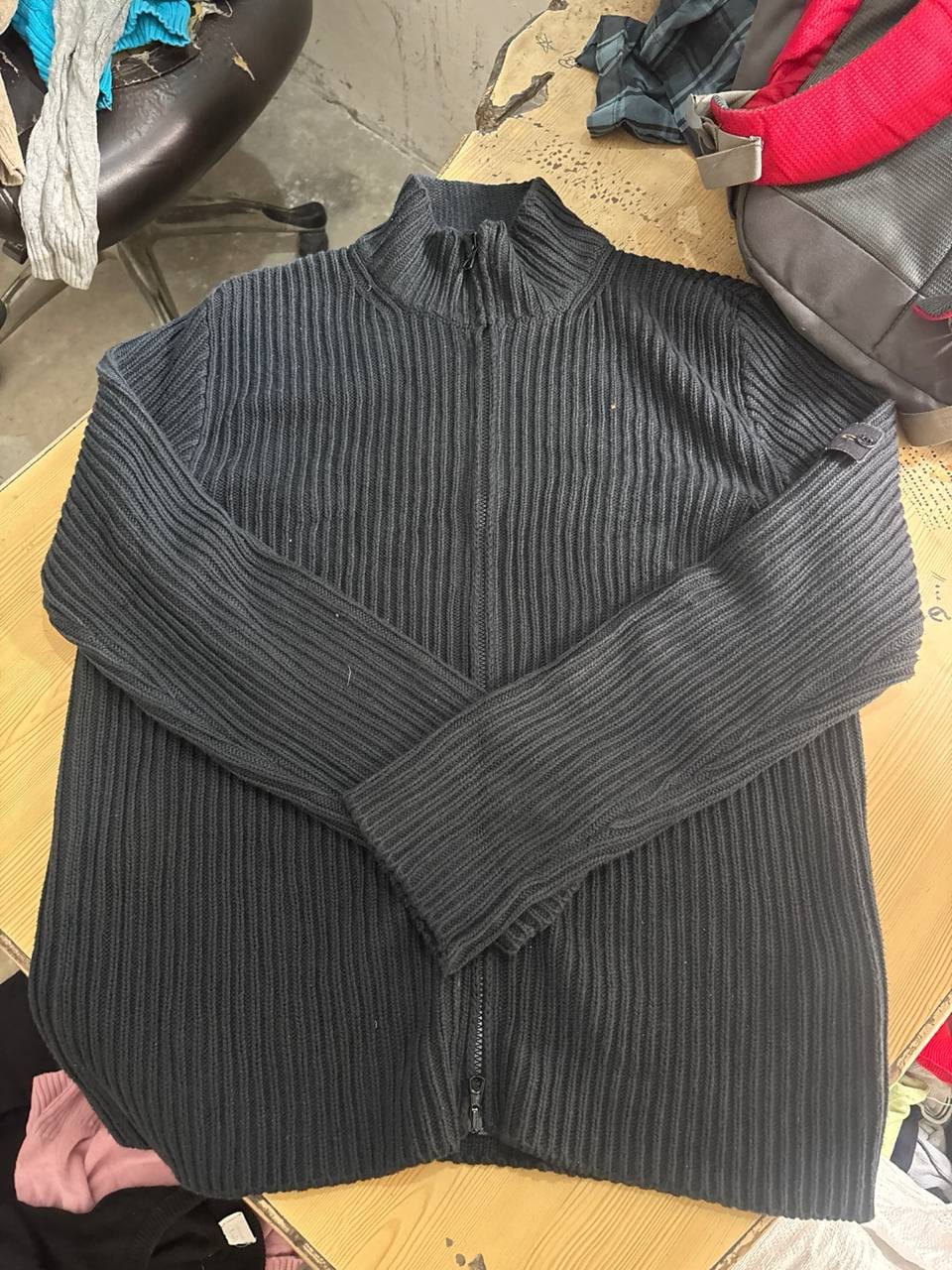 Sportswear Company чёрный кардиган на молнии в рубчик, фото 1