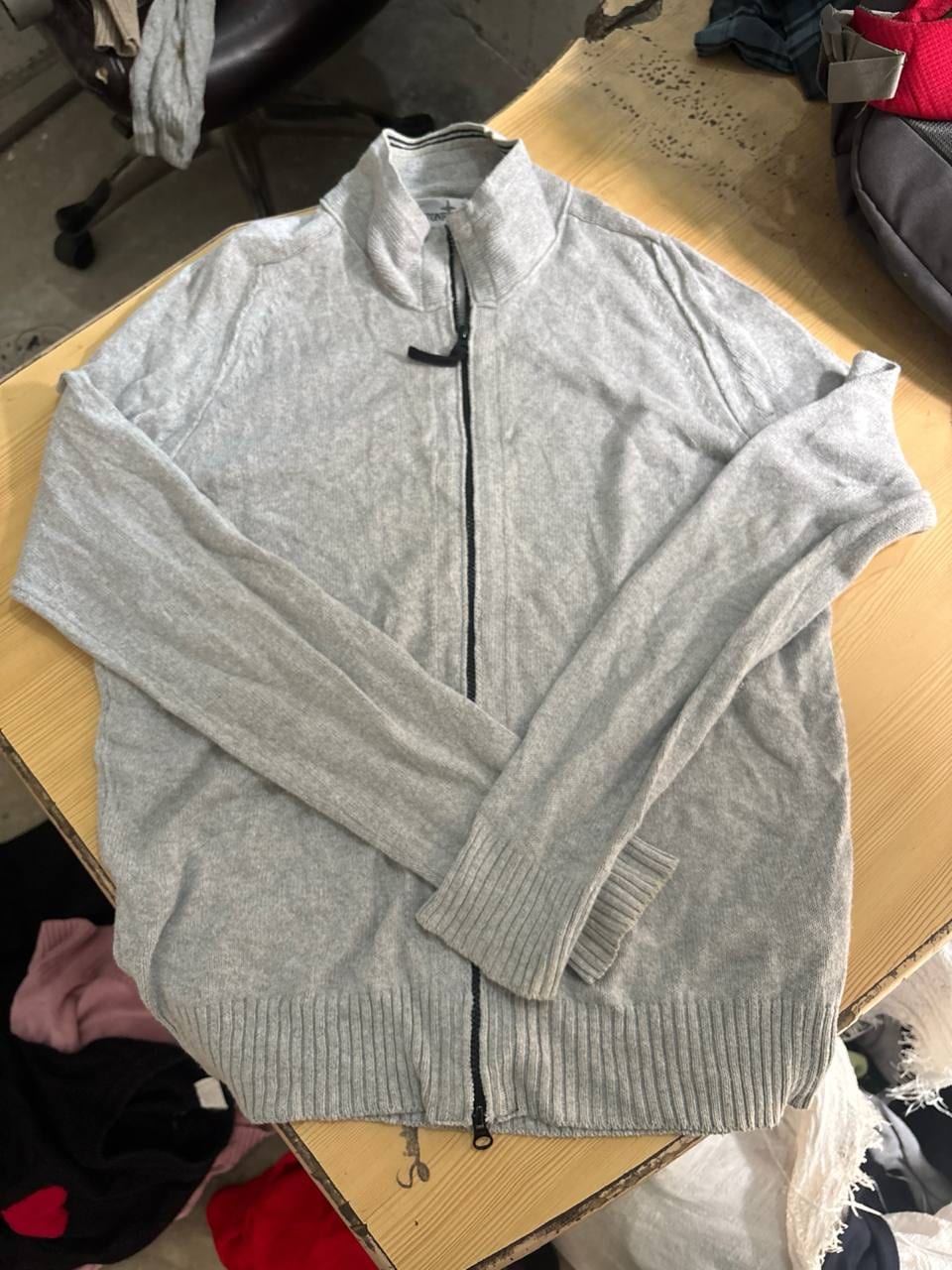 Stone Island серый хлопковый кардиган на молнии, фото 1
